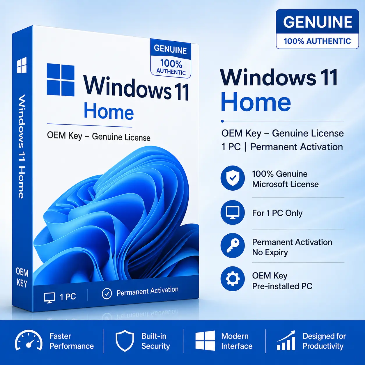 Windows 11 Home OEM Key – Genuine License | 1 PC | Permanent Activation
