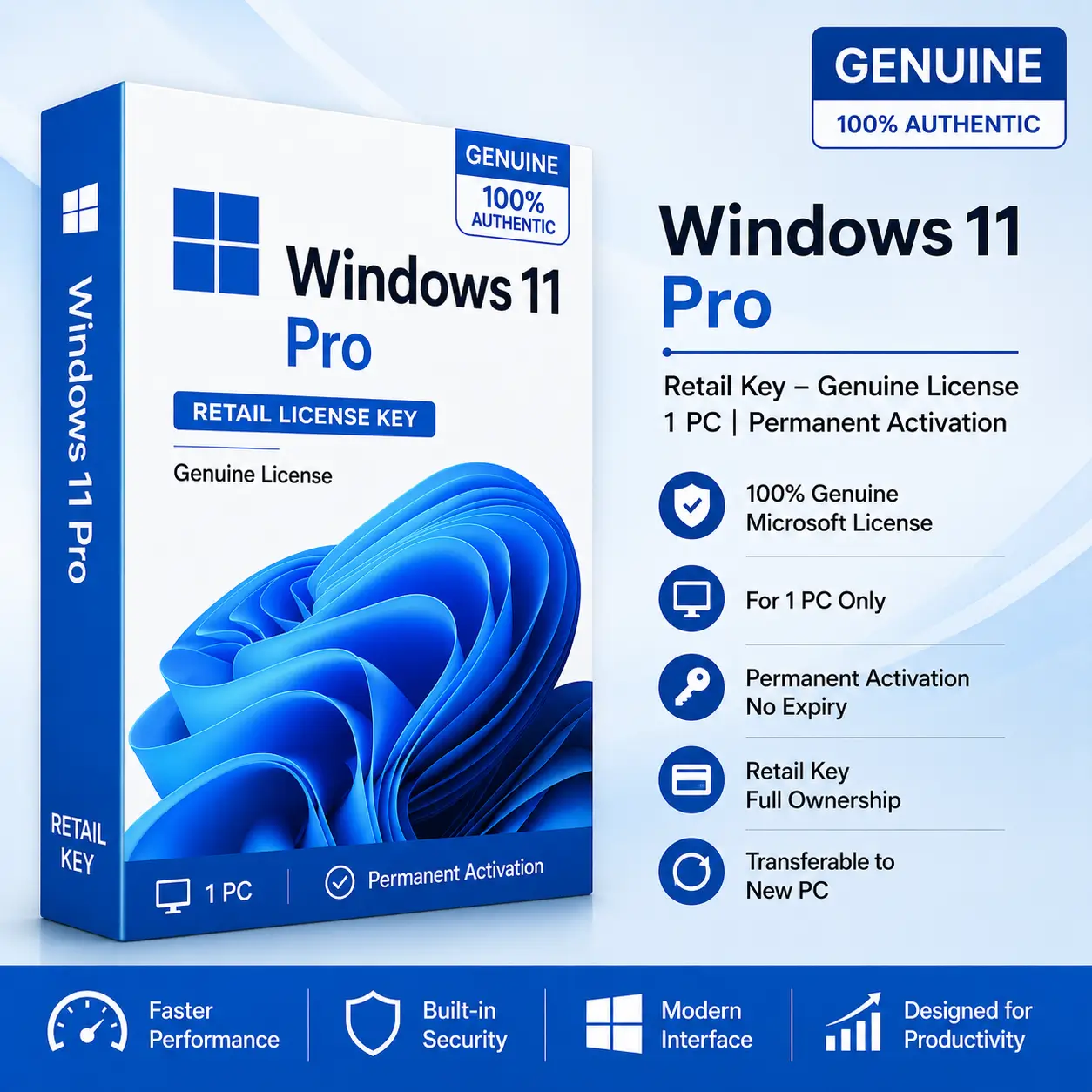 Windows 11 Pro Retail Key – Genuine License | 1 PC | Lifetime Activation