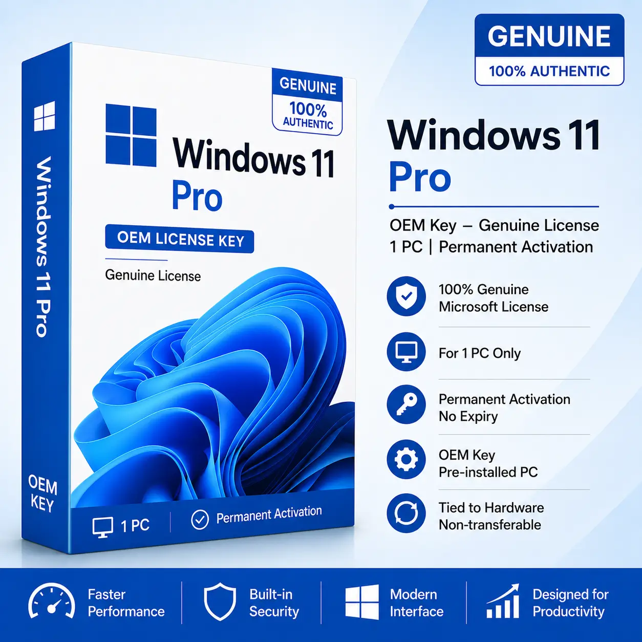 Windows 11 Pro OEM Key – Genuine License | 1 PC | Permanent Activation