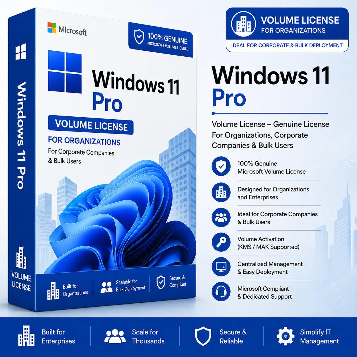 Windows 11 Pro MAK Genuine Volume License Key | Corporate & Business Use | 20 PC Activations 