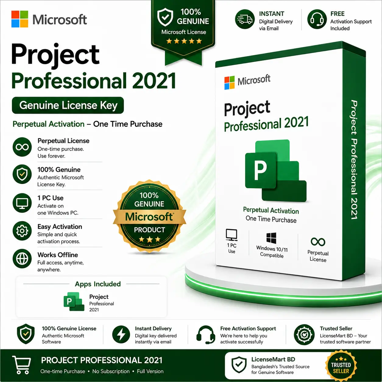Microsoft Project Professional 2021 | Genuine License Key | 1 PC | Lifetime Activation