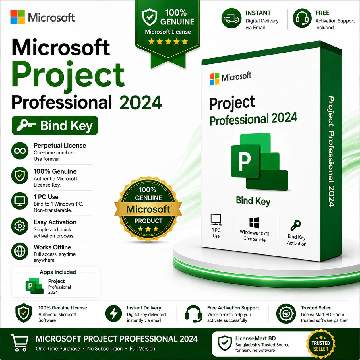 Microsoft Project Professional 2024 | Genuine Bind Key | 1 PC | Lifetime Activation