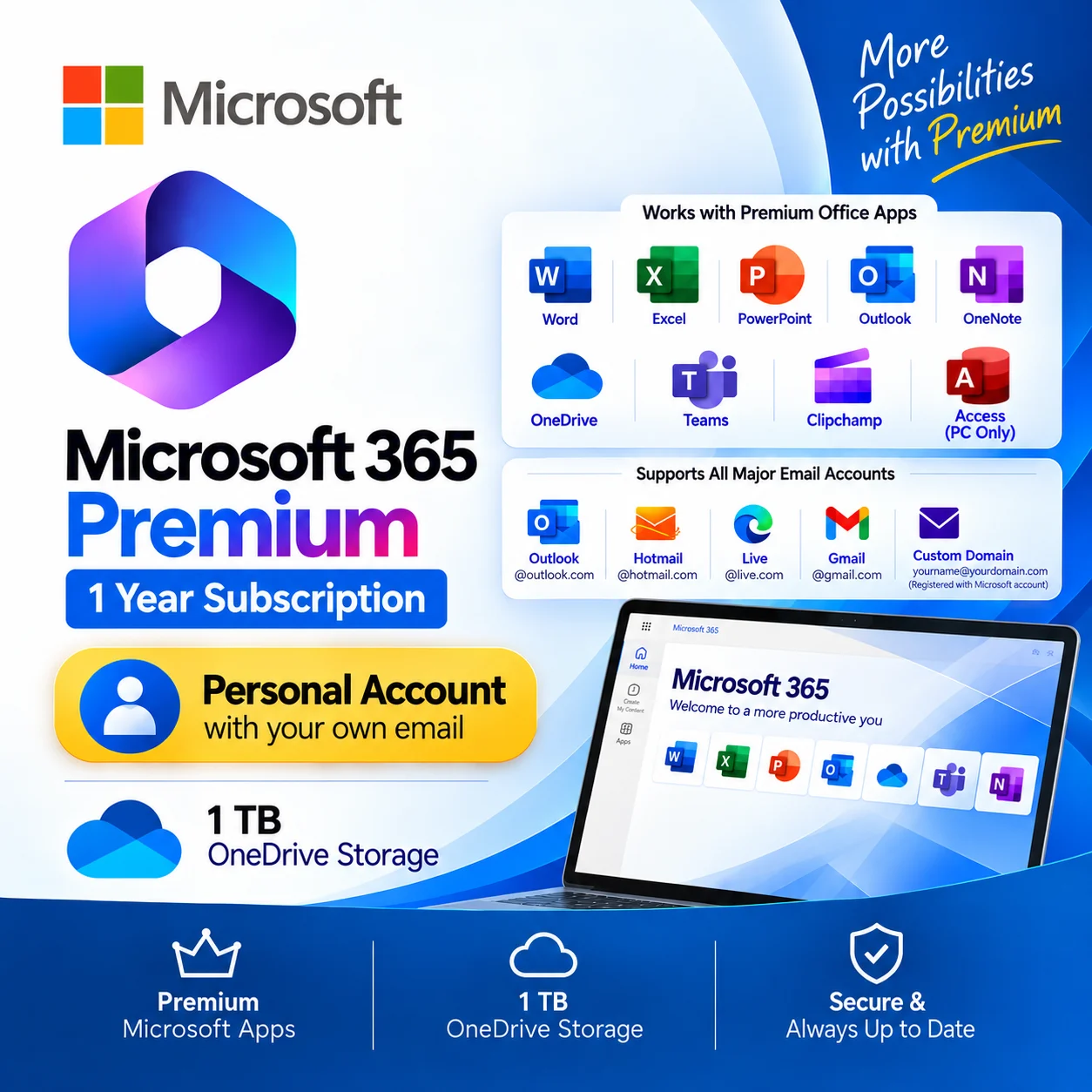 Microsoft 365 Premium – Personal Account | 1TB OneDrive