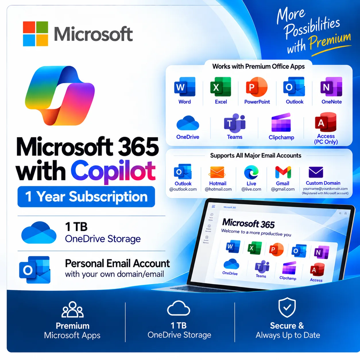 Microsoft 365 Personal with Copilot – 1 Year | 1TB OneDrive