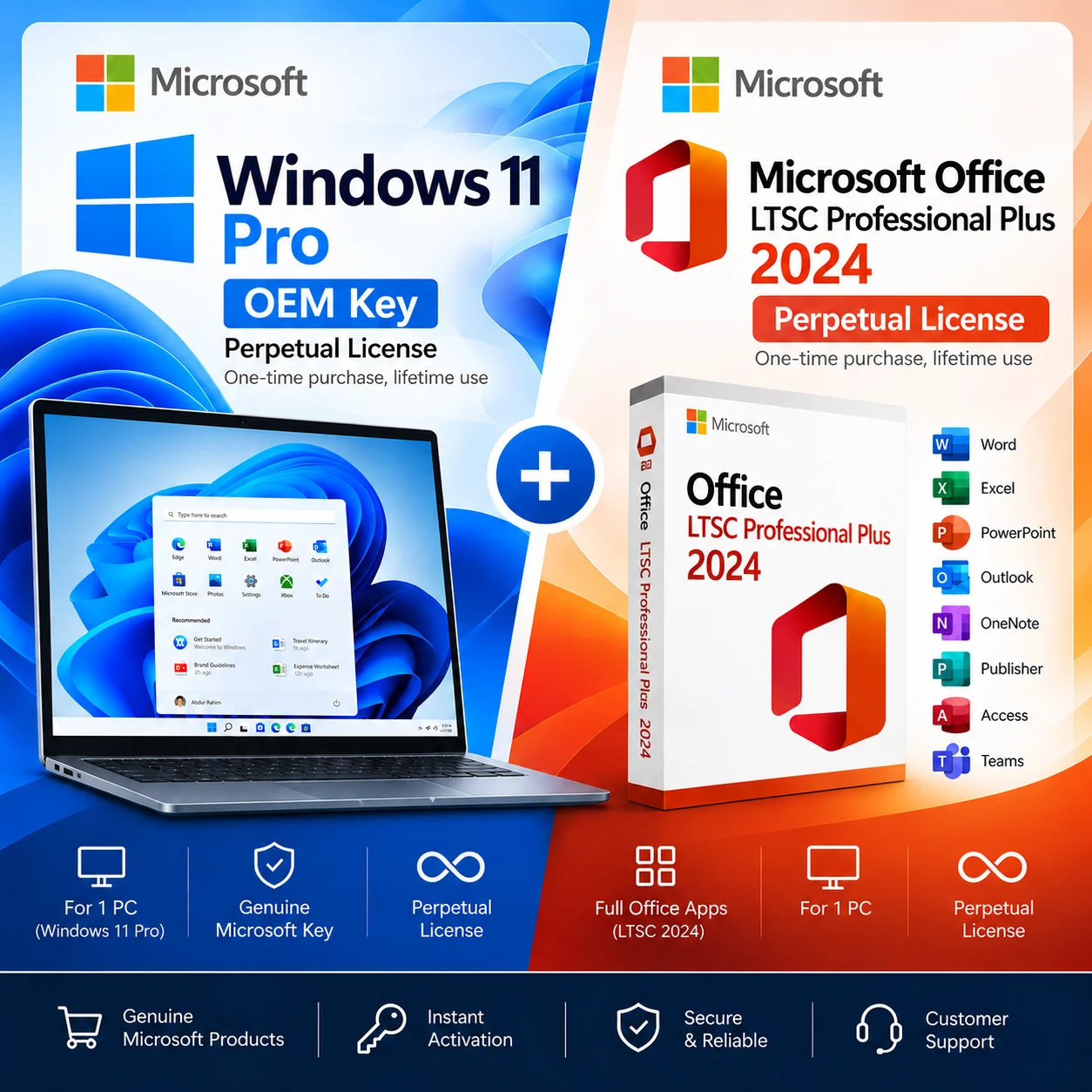 Windows 11 Pro OEM + Office LTSC Professional Plus 2024 – 1 PC Bundle